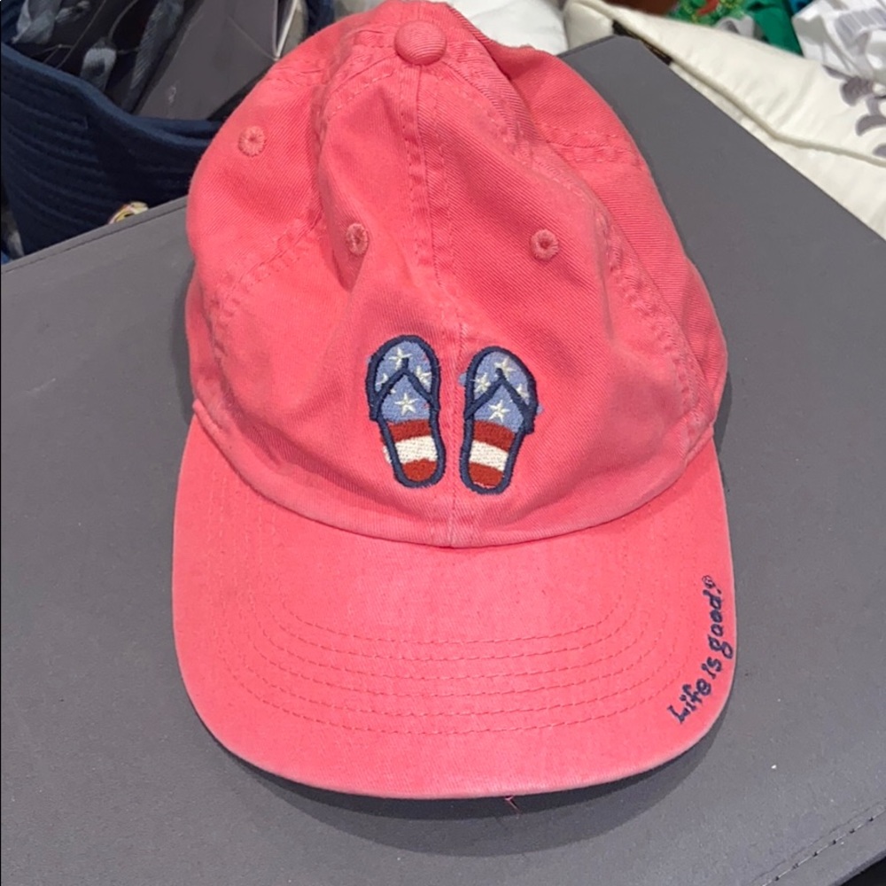 Kids girls life is good hat beach flip flops